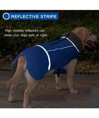 Reflective Waterproof Dog Winter Jacket with Thicken Fleece Lining - Blue - Medium - Buy Online on SooperMarket.com