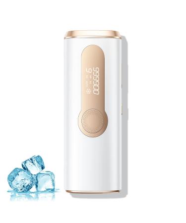 ZKMAGIC IPL Laser Hair Removal Device with Painless & 3-in-1 Features Ice Cooling Hair Remover for Women and Men 9 Levels and 2 Modes for Long Lasting Result on The Whole Body White Gold