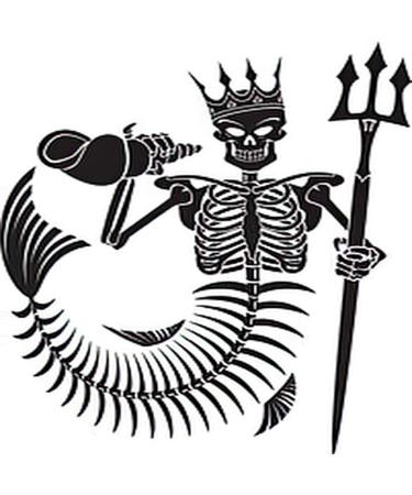 Dopetattoo 6 Sheets Temporary Tattoos Skeleton of Ancient Neptune Poseidon Holding Tridents Temporary tattoo Neck Arm Chest for Women Men Adults Skull King Tattoo
