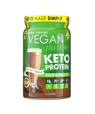 Keto Protein Powder with 10g MCT Per Scoop Dairy & Sugar Free 1g Net Carb Helps Ketosis Chocolate Flavour Lactose Free Plant Based Keto Protein Powder by Vegan Pure - 411g