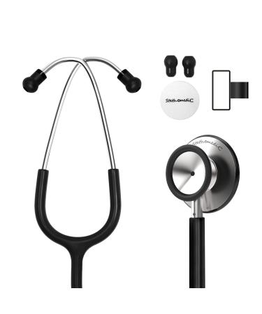 FriCARE Lightweight Dual Head Stethoscope for Medical Professionals Doctors, Nurses, Nursing Students, and Home, 28 inch (Mirror Black)