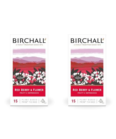 Birchall Tea Bags Red Berry & Flower Tea Gift Caffeine Free Tea Bursting with Full Flavour Perfect Vegan Gifts 15 Plant-Based Prism Tea Bags (Pack of 2)
