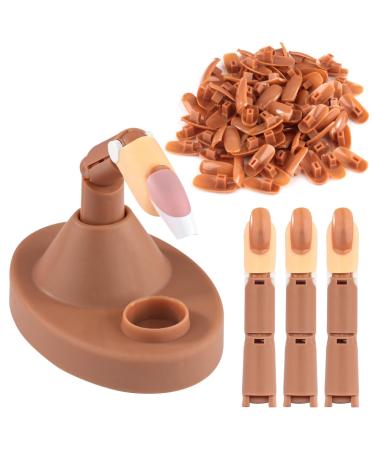 Acrylic Nail Practice Finger Kit BORNBYME Acrylic Nail Training with 1 Base Stand 3 Adjustable Fake Fingers 100 Brown Nail Tips Movable Training Nail Practice for Nail Beginner