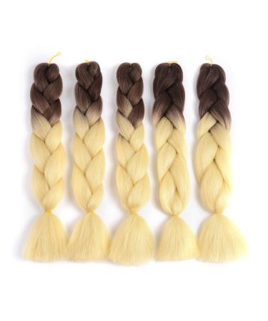 Buy Showjarlly Jumbo Braid Art Hair Extensions - 24 Inch Ombre KanCalon Hair Braid 5 Pack for Crochet Twists & Box Braids in Brown/Creamy White - International Shipping Available - Buy Online on SooperMarket.com