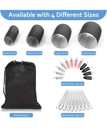 Mabufun 46 PCS Hair Rollers With Clips For Long Hair Curlers Velcro Rollers Jumbo Hair Rollers Self Grip Hair Roller Set 22 Stainless Steel Clips And A Storage Bag - Buy Online on SooperMarket.com