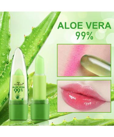 2-Pack Aloe Vera Lipstick: Long-Lasting, Nutritious & Moisturizing Lip Care | Magic Color Changing Crystal Jelly Lipstick | Matte Makeup Tinted Lip Balm (Green A) - Buy Online on SooperMarket.com