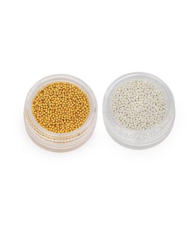Minejin 3D Nail Art Gold Steel Ball Mini Beads Women Makeup Silver Studs Metal Tips 1mm 4 Boxes 4 Pots Mini Beads