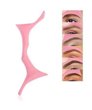 Silicone Eyebrow Stencils 6 in 1 Reusable Eyebrow Template for Brow Stamp 6 Eyebrow Shapes Beginners Friendly Eye Makeup Aid Brow Buddy Beauty Ruler Professional Quick Eye Makeup Tool-Pink