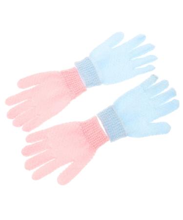 Housoutil 1 Set 2 Pairs Scrub Gloves Body Scrub Exfoliator Shower Loofah Scrubbing Gloves Exfoliating Mitts Dead Skin Remover Scrubber Face Scrubber Thicken Polyester Wash Gloves
