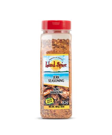 Island Spice Jerk Seasoning 32 ounces - Gluten-Free Vegan-Friendly Dry Rub with Real Jamaican Pimento - Authentic Jerk Flavors and Spice Blend - Use on Chicken, Pork, Beef, Seafood, and Vegan Dishes 2 Pound (Pack of 1)