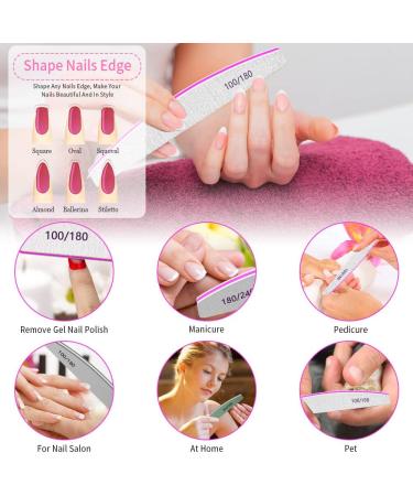 8 Pcs Professional Nail Files and Buffers - Double Sided 100/180/240 Grit for Natural and Acrylic Nails - Shaping & Smoothing Kit - Buy Online on SooperMarket.com