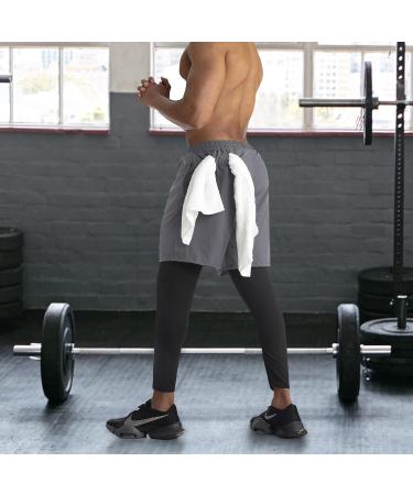 WIRIST 2 in 1 Running Pants for Men - Grey X-Large | Workout Compression Gym Athletic Shorts Leggings with Pocket - Buy Online on SooperMarket.com