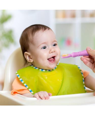 Vicloon Baby Fork and Spoon Set - 2Pcs Silicone Weaning Spoon for Self Feeding - Easy Grip Toddler Cutlery Kit in Purple - Buy Online on SooperMarket.com