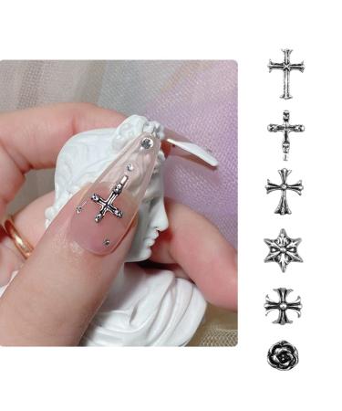 Shop Wakihong 60 Pcs Cross Nail Art Earrings - DIY Goth Nail Charms & Accessories for Stunning Manicure Decorations | Antique Silver - Buy Online on SooperMarket.com
