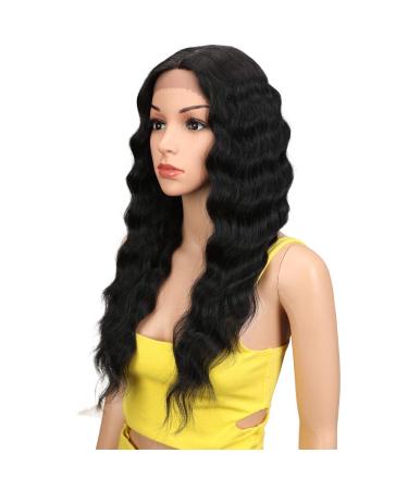 JOEDIR PERCOIS Lace Front Wigs 60cm - Long HD Transparent Synthetic Wig for Women - 130% Density Black Hair - Buy Online on SooperMarket.com