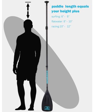 OCEANBROAD SUP Paddle Board Paddle 3 Pieces Adjustable Carbon Shaft Stand up Paddle with Bag Blue - Buy Online on SooperMarket.com