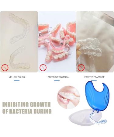 Press-to-Open Retainer Case Portable Denture Box Teeth Retainer Box False Teeth Container for Denture Braces Mouth Guard (Blue) - Buy Online on SooperMarket.com