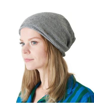 CHARM Linen Summer Beanie Slouchd Cooling Knit Hat Unisex Men Women One Size Gray