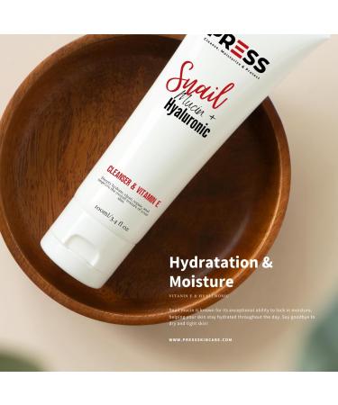 PRESS Snail Mucin Facial Cleanser with Hyaluronic Acid & Vitamin E | Refreshing 6 oz Skincare Solution for All Skin Types - Buy Online on SooperMarket.com
