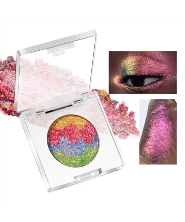 Multichrome Metallic Glitter Eyeshadow - High Impact Multi-colors Shift Eye Looks Intense Color Shifting Pink Gold Green Yellow High Pigmented With No Creasing Lip Topper Nail Topper & Highlighter #28