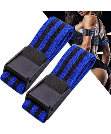 Isesuch Blood Flow Restriction Bands 2PCS - Arm & Leg Occlusion Straps for Muscle Training - Blue/Black 60cm - Buy Online on SooperMarket.com