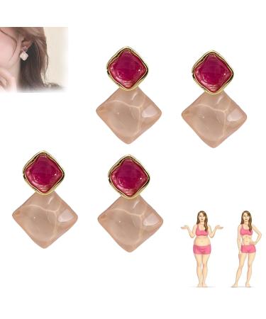 Lymphatic Drainage Tourmaline Energy Earrings Lymphflow Magnetogen Earrings Lymphvity Magnetic Therapy Germanium Earrings for Weight Loss (2Pair Pink)
