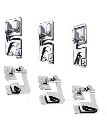 Hemming Foot Kit 6Pcs Hemmer Foot Sewing Machine Presser Foot Hemmer for Brother Singer Janome Low Shank Sewing Machine Use Rolled Hem Presser Foot