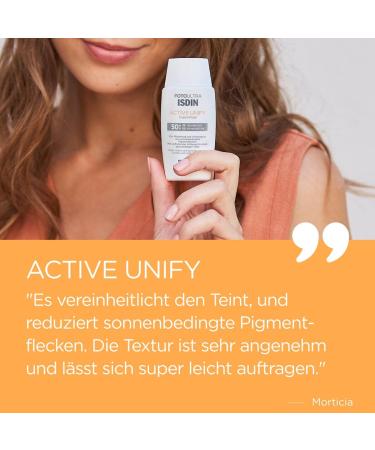 ISDIN FotoUltra Active Unify SPF 50+ - Triple Brightening Sunscreen for All Skin Types 50ml - Buy Online on SooperMarket.com