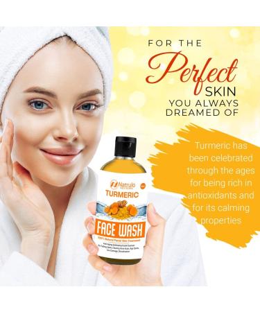 Natrulo Turmeric Face Wash 4oz - Natural Anti Aging Exfoliating Cleanser for Clear Skin & Acne Scars - Turmeric Soap Skin Detox - Buy Online on SooperMarket.com