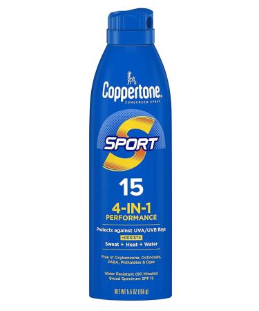 Coppertone Continuous SPF 15 Spray Sport 5.5 oz Water-Resistant 3 Pack - Buy Online on SooperMarket.com