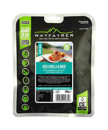 Wayfayrer Vegetable Chilli and Rice 300g Ready to Eat Hot or Cold Meal Pouch Recommended for Duke of Edinburgh's Award Expeditions Camping Hiking Fishing and Outdoor Adventures