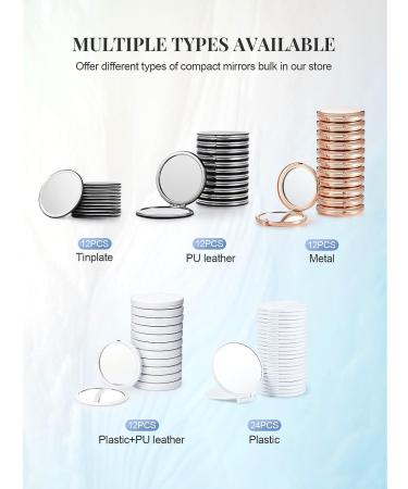 Getinbulk Compact Mirror Bulk - Double-Sided 1X/3X Magnifying PU Leather Makeup Mirror - White, 2.7 inches - Buy Online on SooperMarket.com