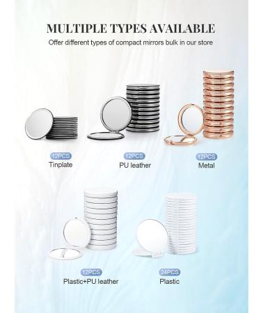 Getinbulk Compact Magnifying Mirror Set - 12 Pcs Double-Sided 1X/10X Magnification PU Leather - Black - Buy Online on SooperMarket.com