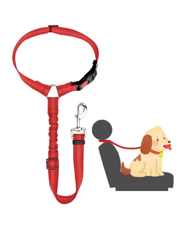 Adjustable string belt dog car headrest safety crockery dog dog seat belt dogs clasp strap with elastic for small dogs medium-sized puppy red (red)