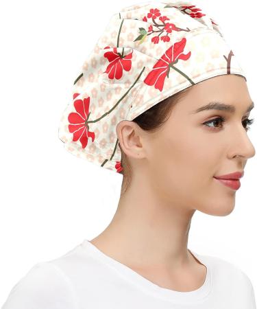 MUKJHOI Adjustable Flower Leaves Working Cap for Women Men - Sweatband Bouffant Hat - Buy Online on SooperMarket.com