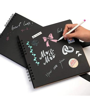 10x10 Inch DIY Scrapbook Album Black Hardcover Kraft 80 Pages - Family, Wedding, Anniversary, Baby First Memories - Black Paper Scrapbooking Album - Buy Online on SooperMarket.com