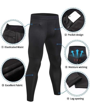 WRAGCFM Men's Compression Workout Leggings with Pockets - Black, Large - Buy Online on SooperMarket.com