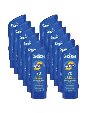 Coppertone SPORT Sunscreen SPF 70 Lotion Water Resistant Sunscreen Body Sunscreen Lotion 7 Fl Oz (Pack of 12)