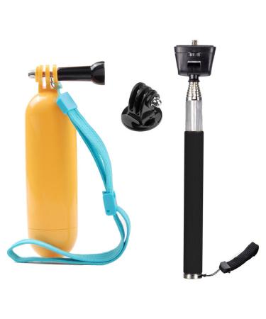 TEKCAM Action Camera Selfie Stick Floating Hand Grip Compatible with Gopro Hero 11 10 9 8 7 6 5 AKASO EK7000 Brave 4 Apexcam Dragon Touch Remali Capture HLS WOLFANG Waterproof Cameras Orange