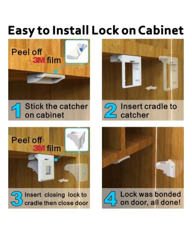Improved Magnetic Cabinet Locks - Child Safety Locks (6 Locks & 2 Keys) | No Drilling Required | Secure Your Home - Buy Online on SooperMarket.com
