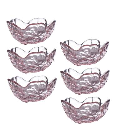 ABOOFAN 6 Pcs Cherry Blossom Dish Mini Condiment Pot Sushi Condiment Plate Ice Cream Bowl Cake Fruit Plate Mini Plates Flavor Seasoning Plate Dessert Small Glass Food Pink Sauce