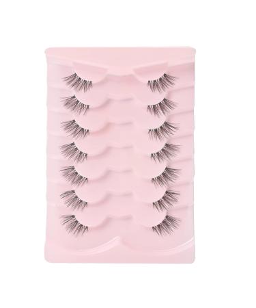 Natural Look Half False Wispy 3D Faux Mink Lashes - 7 Pairs C03 Pack | Clear Band Half Eyelashes in Various Lengths (6MM-15MM) - Buy Online on SooperMarket.com