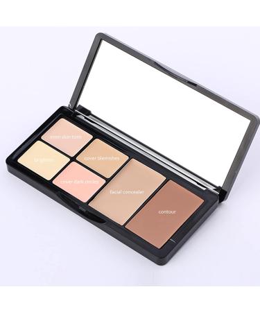 6-In-1 Color Correcting Concealer Contour Palette for Dark Circles & Blemishes with 2 Brushes - Buy Online on SooperMarket.com