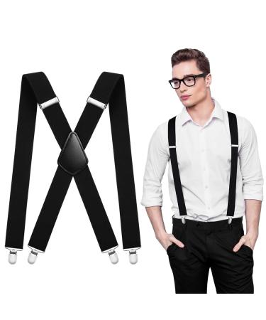 Buy Aomig Extra Wide Braces for Men - 3.5 cm Strong Metal Clips Adjustable & Elastic - Unisex X Style - Buy Online on SooperMarket.com