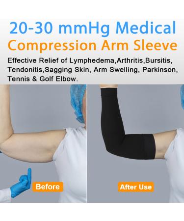 Normers 20-30 mmHg Medical Compression Arm Sleeve - Full Arm Support for Lymphedema, Arthritis, Swelling - Black Large - Men & Women - Buy Online on SooperMarket.com