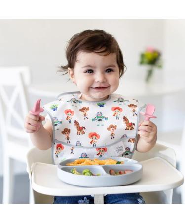 Vicloon Baby Fork and Spoon Set - Silicone Self Feeding Utensil for Infant, Easy Grip Toddler Cutlery Kit - Baby Weaning Spoon for Children - First Led Training - Light Blue-Pink (4pcs) - Buy Online on SooperMarket.com