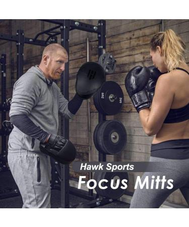 Hawk Sports All-Black Leather Punching Mitts for Martial Arts and Boxing Training - Men, Women, Kids - Buy Online on SooperMarket.com