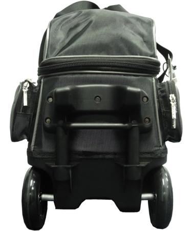 Pyramid Path Triple Premium Deluxe Roller Bowling Bag - Extra Large Shoe Compartment, 5 Pockets, Retractable Handle - Black/Silver - Buy Online on SooperMarket.com