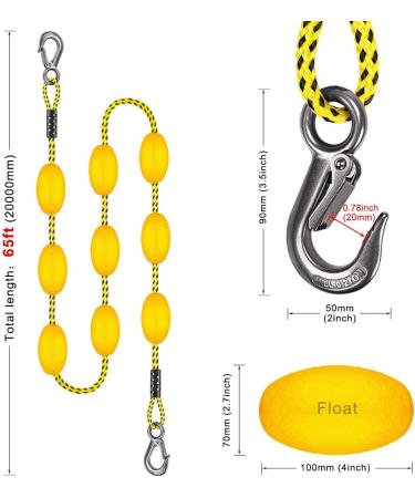 SELEWARE 65ft Boating Tow Rope for 1-4 Rider Tubes | Stainless Steel Hooks & Floats | Water Sports Essential - Buy Online on SooperMarket.com