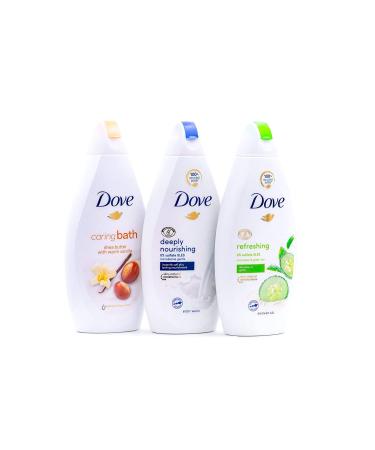Dove Body Wash Variety Pack- Shea Butter with Warm Vanilla Deeply Nourishing and Cucumber & Green Tea - 16.9 Ounce / 500 Ml (Pack of 3) International Version